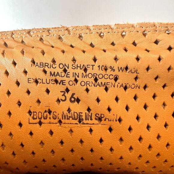 Cobra Society Handmade Alcazar Leather Wool Western Cowboy Boots Cream Red Sz 36 - Picture 10 of 12